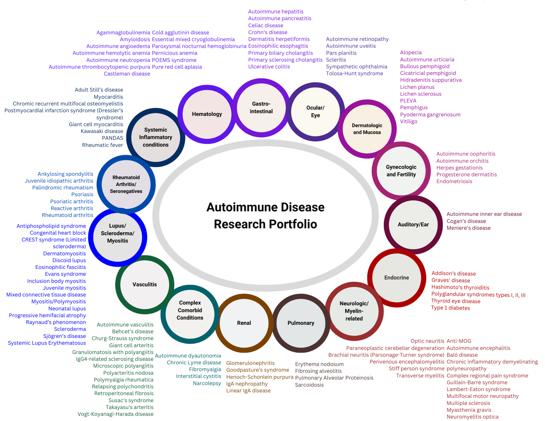 Graphic display of the autoimmune disease research portfolio graphic