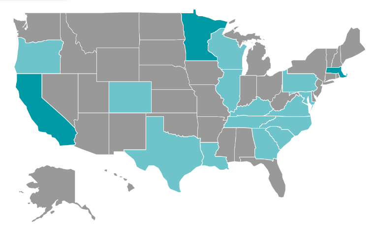 A map of the locations of current BIRCWH programs