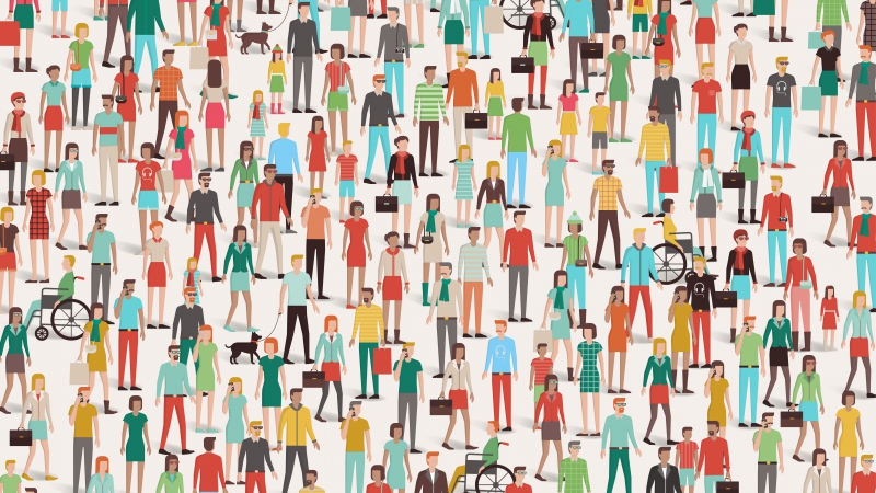 Vector image of a crowd of people